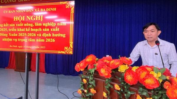 UBND xã Ba Dinh tổ chức Hội nghị tổng kết công tác sản xuất nông nghiệp năm 2025 và triển khai kế hoạch sản xuất vụ Đông-Xuân 2025-2026